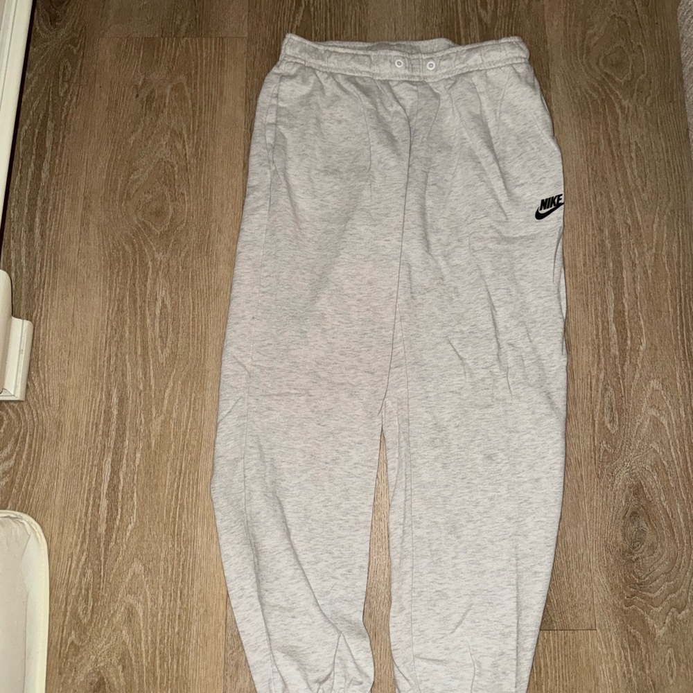 Nike Light Gray Fleece Joggers with Black Logo